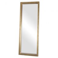 Kathy Kuo Home Eda Hollywood Antique Gold Block Floor Mirror