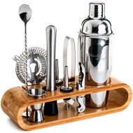 [아마존베스트]Mixology & Craft Mixology Bartender Kit: 10-Piece Bar Tool Set with Stylish Bamboo Stand | Perfect Home Bartending Kit and Martini Cocktail Shaker Set For an Awesome Drink Mixing Experience (Silver