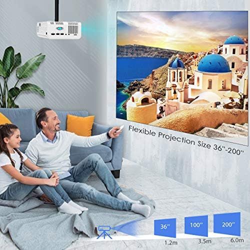  WiFi Projector Support 5.0 Bluetooth transmitter, WiMiUS K2 Mini Projector 1080P and 4K Support, 300’’ Screen Zoom Compatible with Smartphone (Wirelessly) PC TV Stick Chromecast PS