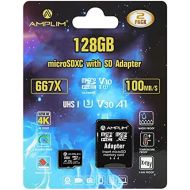 Amplim Micro SD Card, 128GB MicroSD Memory Plus Adapter, MicroSDXC SDXC U3 Class 10 V30 UHS-I TF Extreme High Speed Nintendo-Switch, Go Pro Hero, Surface, Phone Galaxy, Camera Secu