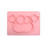 Zehaer Baby Placemat Silicone Crab Pattern Non-Slip Bowl Baby Plate Feeding Plate Tableware Dish for Feeding Placemat(Pink) Toddler Children