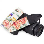 Wolven Pattern Cotton Camera Neck Shoulder Strap Belt Compatible with All DSLR/SLR/Men/Women etc, White Flower