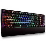 Deco Gear Mechanical Gaming Keyboard, Anti-Ghosting, Ergonomic Fixed Palm Rest, Full Customizable RGB Backlit, Carbon Fiber Design, Outemu Blue Switch, Wired, Black