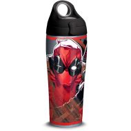 Tervis 1319354 Marvel - Deadpool Iconic Stainless Steel Insulated Travel Tumbler with Black with Gray Lid, 24oz Water Bottle, Silver
