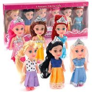 Liberty Imports 6 PCs Miniature Pocket Princess Dolls with Dresses Girls Play Set Collection (4.5-Inches)