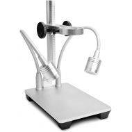 Jiusion Updated with 2 Lamps Aluminum Alloy Universal Adjustable Professional Base Stand Holder Desktop Support Bracket for Max 1.4 in Diameter USB Digital Microscope Endoscope Mag