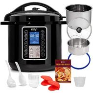 Deco Chef 8 QT 10-in-1 Pressure Cooker Instant Rice, Saut233, Slow Cook, Yogurt, Meats, Deserts, Soups, Stews Includes Recipe Book, Tempered Glass Lid, Mitts, Grill Rack, and Steam