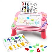 [아마존베스트]AHCo. Magnetic Drawing Table for Toddlers Kids Doddle Board with Stand Educational Writing Learning Pad Creative Toy for Girls Boys 3+ Years Old Pink