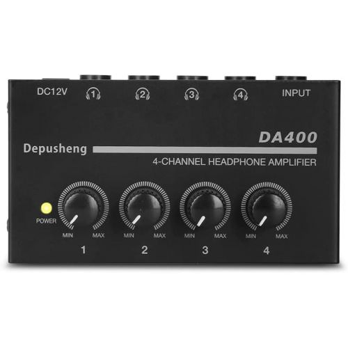  [아마존베스트]Depusheng DA400 Ultra-Compact 4 Channels Mini Audio Stereo Headphone Amplifier with Power Adapter Black