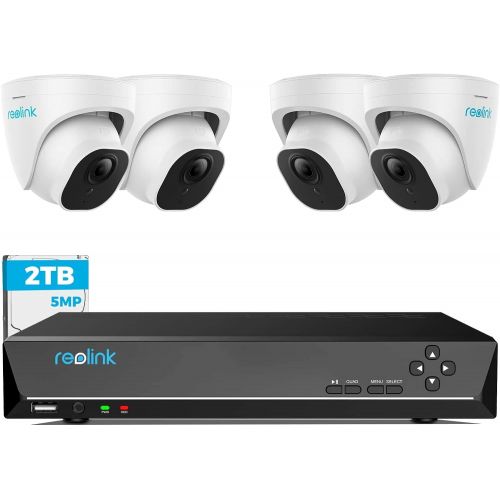  [아마존베스트]REOLINK 8CH 5MP PoE Home Security Camera System, 4pcs Wired 5MP Outdoor PoE IP Cameras, 8MP/4K 8-Channel NVR Security System with 2TB HDD for 24/7 Recording, RLK8-520D4-5MP