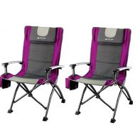 Therm Ozark Trail High Back Chair with Head Rest, Fuchsia (Pack of 2)