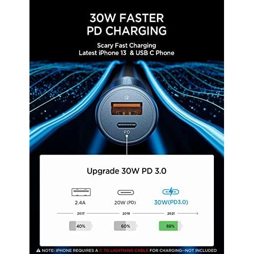  [아마존베스트]USB C Car Charger Super Mini AINOPE All Metal 36W Fast USB Car Charger PD&QC 3.0 Dual Port Car Adapter Compatible with iPhone 12/12 Pro/Max/12 Mini/iPhone 11/Pro/Max/XR/XS/Max/8/8P