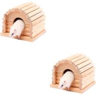 DOITOOL 2pcs Hamster Supplies Hamster House for Hamster Pet Animal Rat House Pet House Hamster House Animal Shelter Rattan Pet Bed Toy Small Pet House Wooden