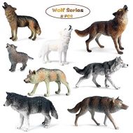 EOIVSH 8 PCS Wild Animal Wolf Toys, Realistic Forest Animal Wolf Figures Toy Set, Educational Preschool Wolf Playset Model Figurines for Collection, Gift, Cake Topper