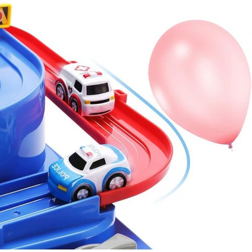  TEMI Kids Race Track Toys for Boy, Car Adventure Toy for 3 4 5 6 7 Years Old Boys Girls, Puzzle Rail Car, City Rescue Playsets Magnet Toys 3 Mini Cars, Preschool Educational Car Games Gift Toys