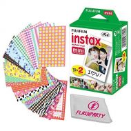 FujiFilm Instax Mini Instant Film 1 Pack (1x20) 20 Sheets + 20 Border Stickers + Microfiber Cleaning Cloth for use with Fuji Cameras