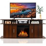 Tangkula Fireplace TV Stand, Living Room Media Console Table w/1500W Electric Fireplace for TVs up to 70 Inches, Modern TV Console w/ Fireplace, Remote Control & Adjustable Brightn