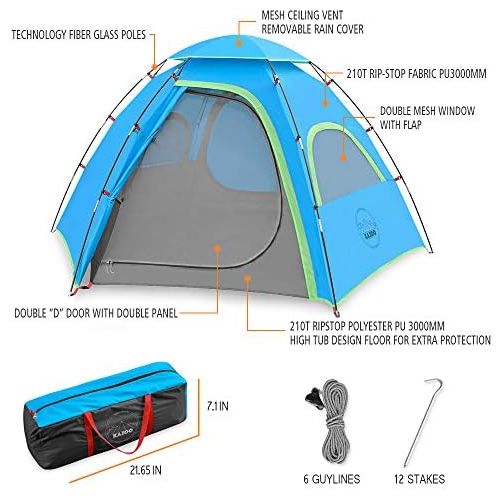  KAZOO Outdoor Camping Tent 2/4 Person Waterproof Camping Tents Easy Setup Two/Four Man Tent Sun Shade 2/3/4 People