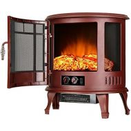 e Flame USA Regal Freestanding Electric Fireplace Stove 3 D Log and Fire Effect (Red)