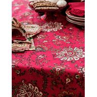 April Cornell Red Empress Paisley 60 x 108 Cotton Tablecloth