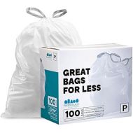 Plasticplace Custom Fit Trash Bags, Compatible with simplehuman Code P (100 Count) White Drawstring Garbage Liners 13-16 Gallon, 23.5