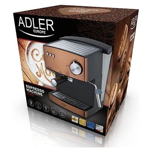  Adler Espressokocher, Aluminium, goldfarben