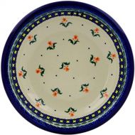 Polmedia Polish Pottery Polish Pottery 9-inch Pasta Bowl (Cocentric Tulips Theme) + Certificate of Authenticity