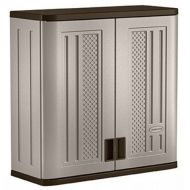 Suncast Wall Storage Cabinet - Resin Construction for Wall Mounted Garage Storage - 30.25 Garage Organizer Holds up to 75 lbs - Platinum Doors & Slate Top