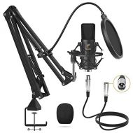XLR Condenser Microphone, TONOR Professional Cardioid Studio Mic Kit with T20 Boom Arm, Shock Mount, Pop Filter for Recording, Podcasting, Voice Over, Streaming, Home Studio, YouTu