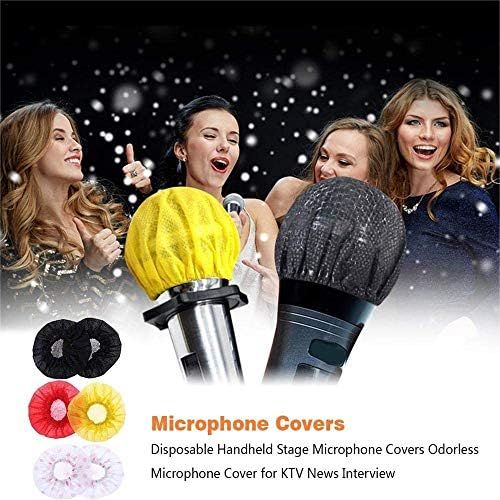 [아마존베스트]Zeshize Disposable Non-woven Fabric Microphone Cover Multifunctional Cover for KTV Message Protection 100pcs Giallo+Rosso