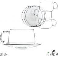 [아마존베스트]Tealyra - La Lune - Glasses - 10.1-ounce - Set of 4 - Clear and Lightweight Glass Tea and Coffee Cup with Saucer - 300ml
