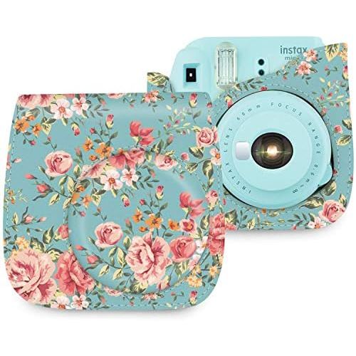  Wolven Protective Case Bag Purse Compatible with Mini 11 Mini 9 Mini 8 Mini 8+ Camera, Retro Flower Floral