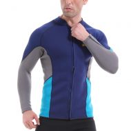 GoldFin Men’s Wetsuit Top Jacket, 2mm Neoprene Jacket Long Sleeve Front Zip Wetsuit Shirt for Diving Surfing Snorkeling Rafting Swimming,SW021