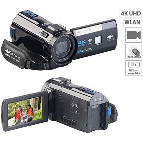  [아마존베스트]Somikon Video Camera: 4K UHD Camcorder with Panasonic Sensor, WiFi, App, HD with 120 FPS (Digital Camera)