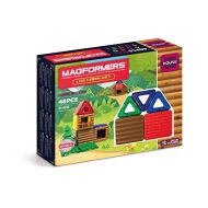 Magformers Log Cabin 48 Pieces Rainbow Colors, Educational Magnetic Geometric Shapes Tiles Building STEM Toy Set Ages 3+