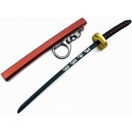 QHWJ Gift Props Sword Prop Keychain Toy Anime Ninja Knife Weapon Prop Katana Toys Model Keyring, for Demon Slayer Shinazugawa Genya, Armed Katana Samurai Sword Prop, 15 cm