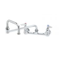 T&S Brass B-0267 Double Pantry Faucet with Wall Mount,8-Inch and 12-Inch Double Joint Swing Nozzle