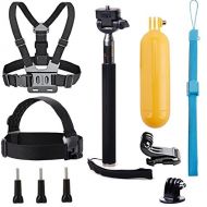 VVHOOY Universal Action Camera Accessories Bundle-Head Chest Strap Mount/Selfie Stick/Floating Hand Grip Compatible with Campark ACT74 X40 X35/Dragon Touch 4K/AKASO EK7000 Brave 4