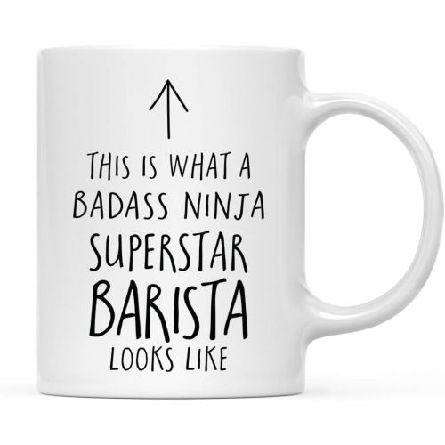 Andaz Press Funny 11oz. Ceramic Coffee Tea Mug Gift, This is What a Badass Ninja Superstar Barista Looks Like, 1-Pack, Birthday Christmas Gift Ideas Coworker