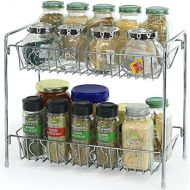 SimpleHouseware 2-Tier Spice Rack Kitchen Organizer Countertop Shelf, Chrome