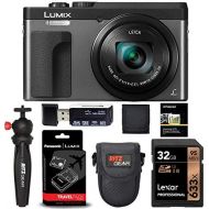 Panasonic Lumix ZS70 20.3 Megapixel, 4K Digital Camera, Touch Enabled 3-inch 180 Degree Flip-Front Display, 30X Leica DC Lens (Silver) + DMW-ZSTRV Battery Charger + Lexar 32 GB Car