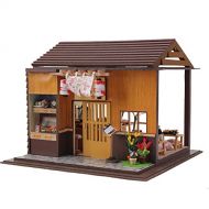 Kisoy Miniature DIY Dollhouse Kit with Furniture Accessories Creative Gift for Lovers and Friends (Sushi Japanese Restaurant) with Dust Proof Cover and Music Movement