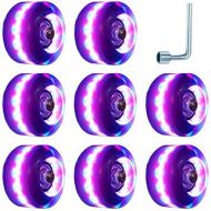 TOBWOLF 8 Pack 82A 58mm x 32mm in/Outdoor Light Up Quad Roller Skate Wheels, Luminous LED Flashing Wheels for Double-Row Roller Skating, Durable High Rebound PU Wheels Replacements