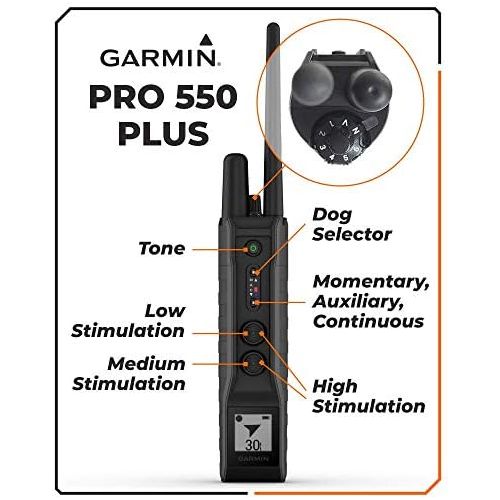  Garmin Pro 550 Plus, (Handheld Only) Dog Training System with Wearable4U Power Pack Bundle