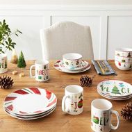 American Atelier Holiday Dinnerware Set ? 16 Piece Christmas Themed Stoneware Dinner Party Collection w/ 4 Dinner Plates, 4 Salad Plates, 4 Bowls & 4 Mugs ? Unique Gift Idea for Ch