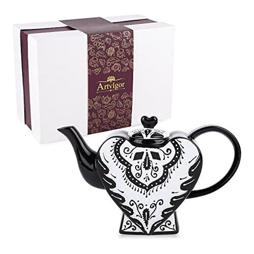  Artvigor, Tea for one Set, Porzellan Teeservice, 4-teilig, Kanne 400 ml mit Tasse 300 ml und Untertasse