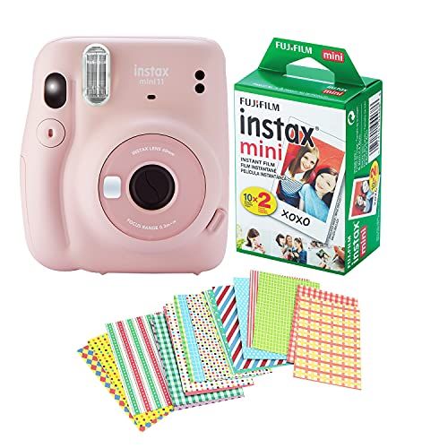 후지필름 Fujifilm Instax Mini 11 Camera with 20 Fuji Instant Films and Quality Photo Stickers (Blush Pink)