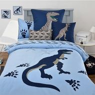LELVA Full Size Dinosaur Bedding Duvet Cover Set for Boys Bedding Fitted Sheet Cotton Blue 4 Piece