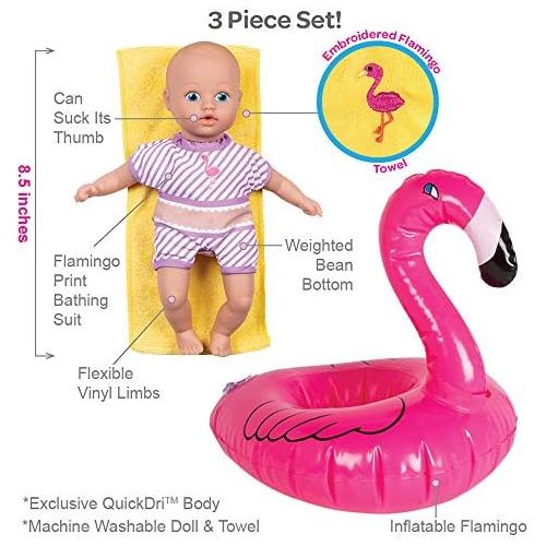 아도라 베이비 Adora Water Baby Doll, SplashTime Baby Tot Fun Flamingo 8.5 inch Doll for Bathtub/Shower/Swimming Pool Time Play, Pink