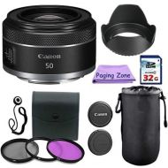 Canon Intl. Canon RF 50mm f/1.8 STM Lens Bundle + PagingZone Deluxe Kit Includes, 3Piece Filter Set + Lens Case + Lens Hood + 32GB Class 10 Card. for EOS C70,R, R5, R6, RP, Ra